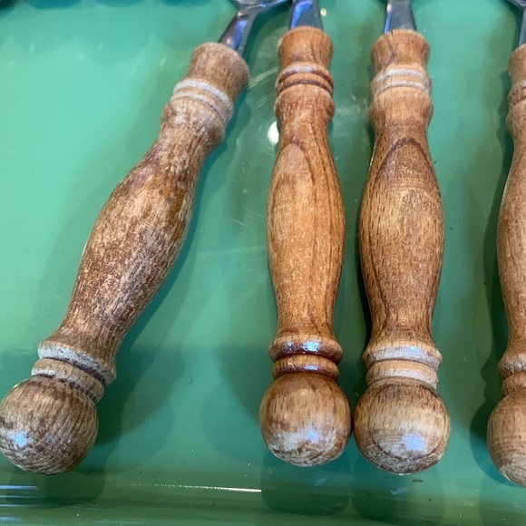 VTG MCM Taiwan stainless steel wood Utensils fork spoon knife 36 pc silverware - Picture 8 of 9